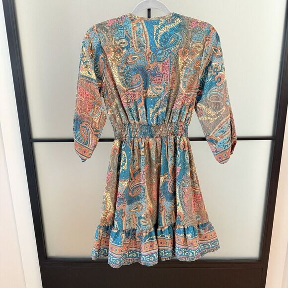 Paani Anthropologie Block Print Short Swing Mini Dress Size Small 2 4 - Picture 7 of 12